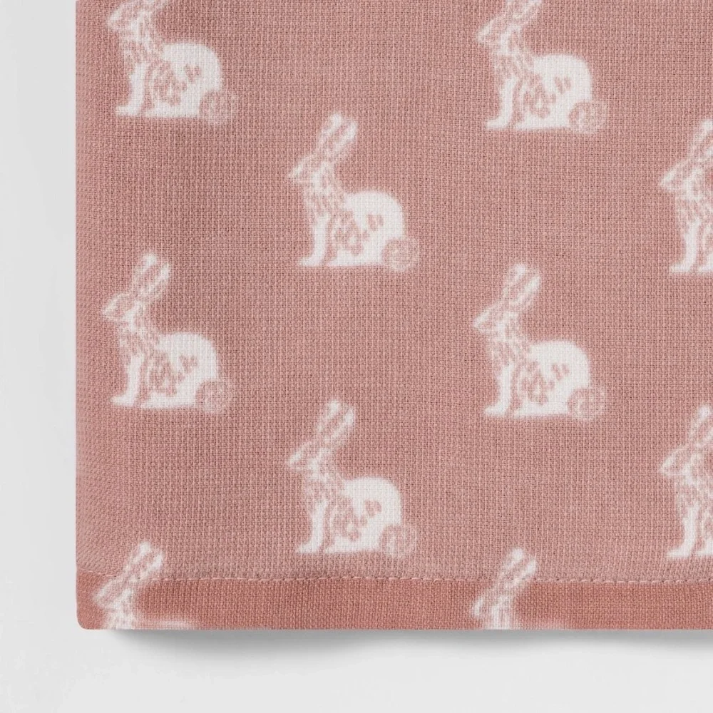 Blush Pink Bunny Printed Hand Towel
